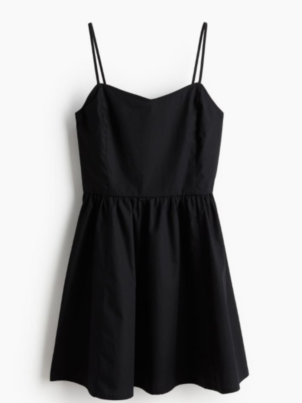 H&M Black Cotton Dress with Flared Skirt